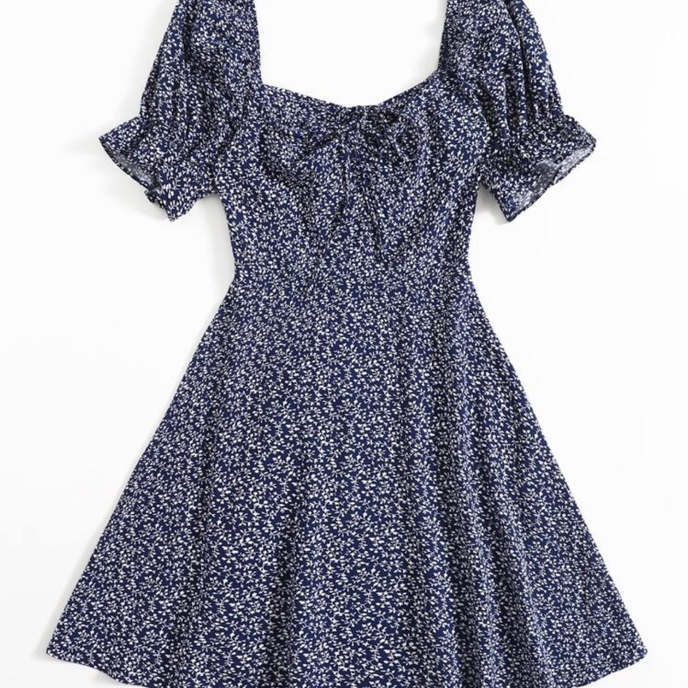 Ruffle Cuff Blue Dress